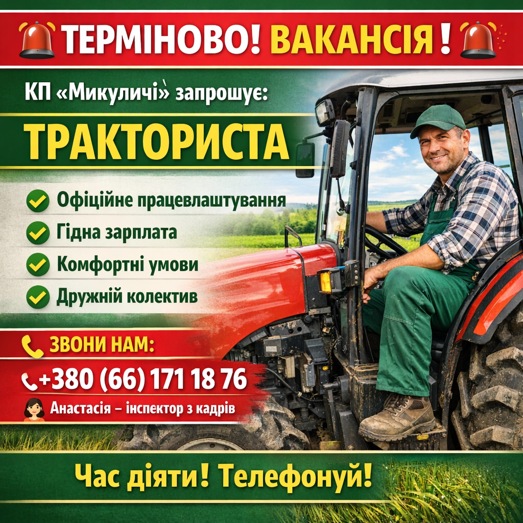 Вакансія тракториста